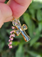 Load image into Gallery viewer, Clear Cross Charm with gold heart