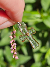 Load image into Gallery viewer, Clear Cross Charm with gold heart

