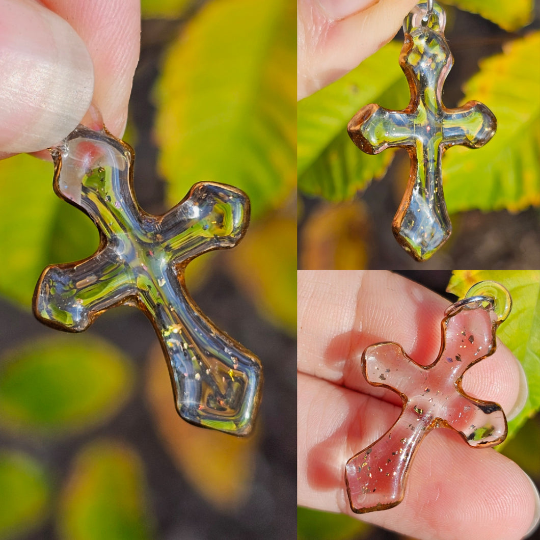 Cross pendant with gold accents