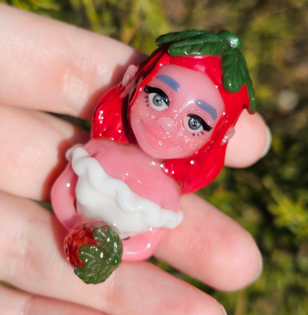 Sweet Strawberry girl - glass pendant