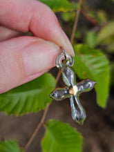 Load image into Gallery viewer, Cross pendant with gold heart
