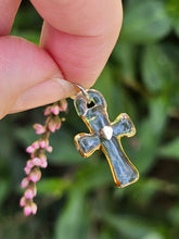 Load image into Gallery viewer, Clear Cross Charm with gold heart
