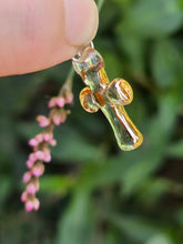 Load image into Gallery viewer, Clear Cross Charm with gold heart
