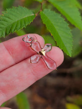 Load image into Gallery viewer, Clear cross pendant with gold heart
